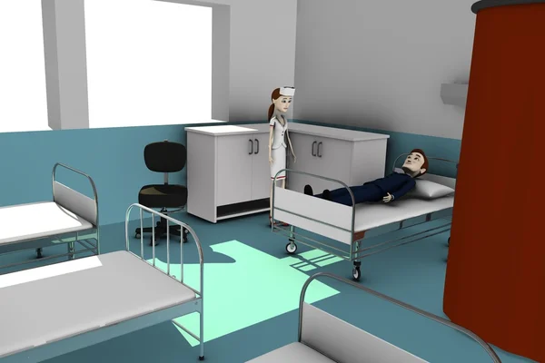 3D візуалізація персонажа мультфільму в лікарні — стокове фото