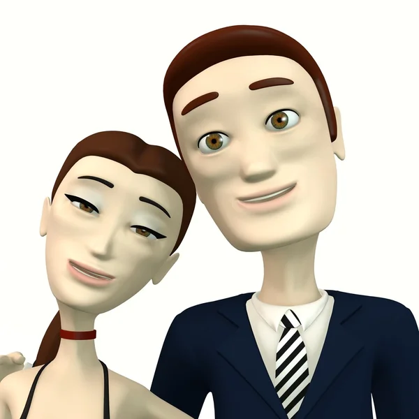 만화 캐릭터-행복 한 커플의 3d 렌더링 — 스톡 사진