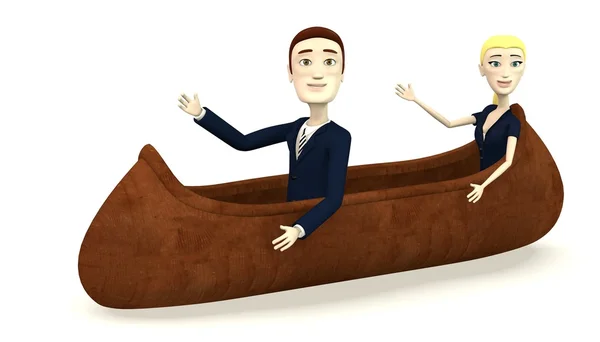 3d render of cartoon character in indian canoe — Stock Photo, Image