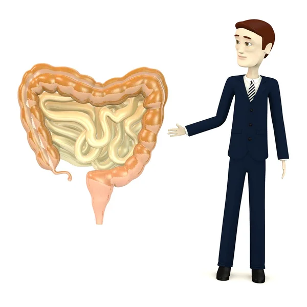 3d render of cartoon character with intestines — Stock Photo, Image