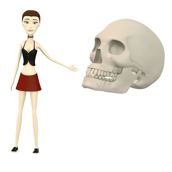 Çizgi film karakteri kafatası ile 3D render — Stok fotoğraf