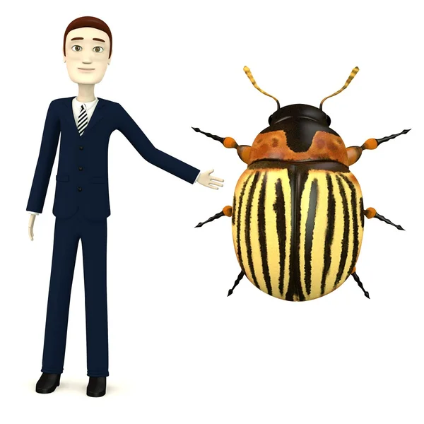 Rendering 3D del personaggio dei cartoni animati con scarabeo di patate — Foto Stock