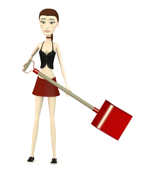 3d render of cartoon character with shovel — Stock Photo, Image