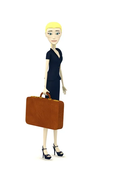 スーツケースの漫画のキャラクターの 3 d レンダリング — ストック写真