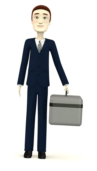 3d render of cartoon character with suitcase — Stock Photo, Image