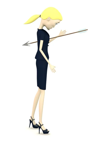 Rendering 3d del personaggio dei cartoni animati con freccia — Foto Stock