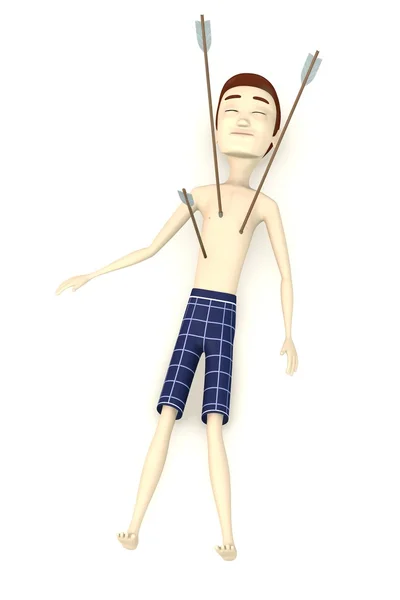 3D візуалізація мультиплікаційного персонажа зі стрілками — стокове фото
