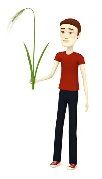 3d візуалізація персонажа мультфільму з ячмінною стеблом — стокове фото