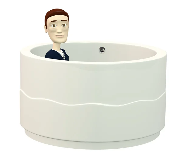 3d renderizado de personaje de dibujos animados en la bañera — Foto de Stock