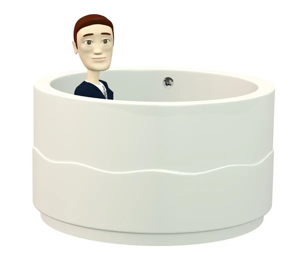 3d render of cartoon character in bathtub — Stock Photo, Image