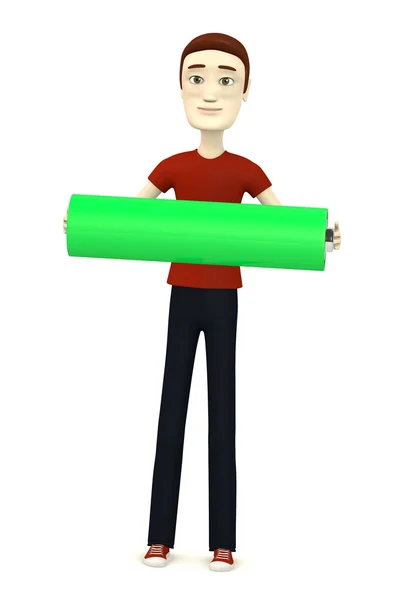 Renderização 3d de personagem de desenho animado com bateria — Fotografia de Stock