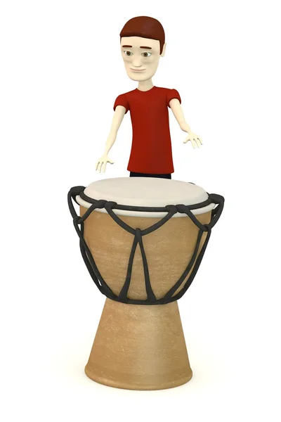 3D рендеринг мультфильма мальчик барабанный бой — стоковое фото