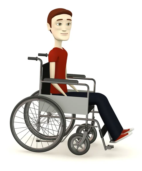 3D визуализация персонажа мультфильма с инвалидной коляской — стоковое фото
