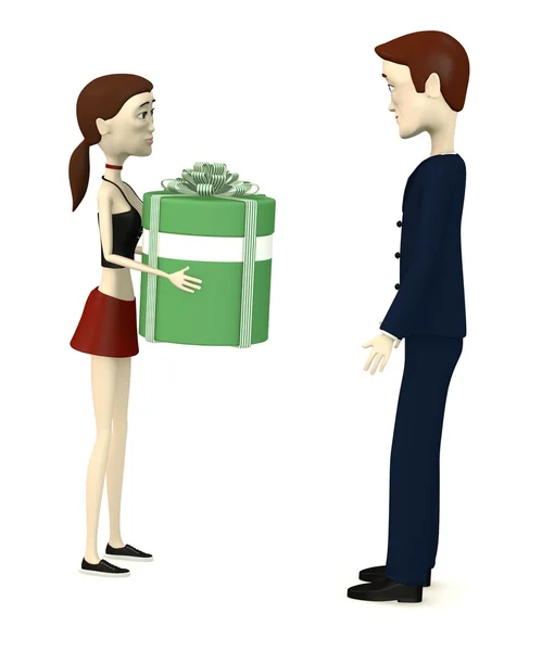 3d render of cartoon character giving a gift — Stock Photo, Image