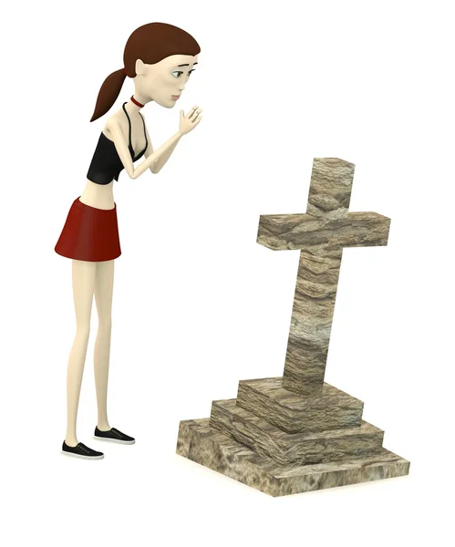 3D візуалізація мультиплікаційного персонажа з могилою — стокове фото