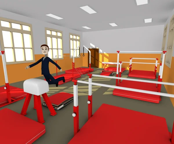3D render av tecknad karaktär träning — Stockfoto