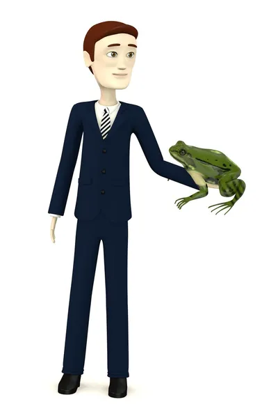 3d renderizado de personaje de dibujos animados con rana esculanta — Foto de Stock