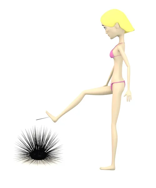 3d render of cartoon character with sea urchin — Stock Photo, Image
