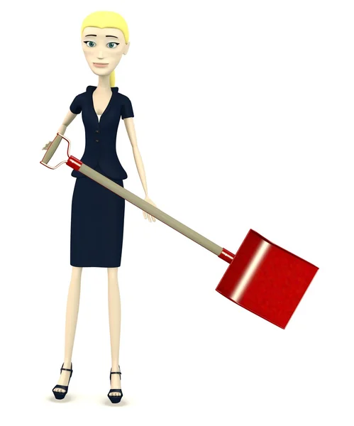 3d render of cartoon character with shovel — Stock Photo, Image