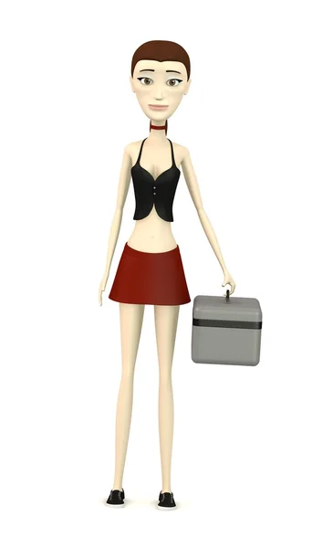 3d renderizado de personaje de dibujos animados con maleta — Foto de Stock
