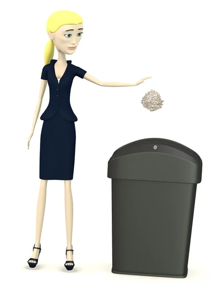 3d render of cartoon character with garbage — Stock Photo, Image