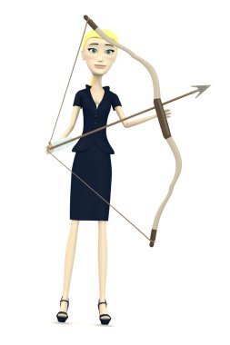 çizgi film karakteri yay ile 3D render