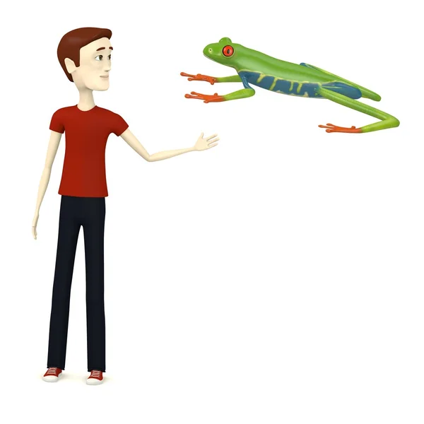 3d renderização de personagem de desenho animado com agalychnis callirdryas — Fotografia de Stock