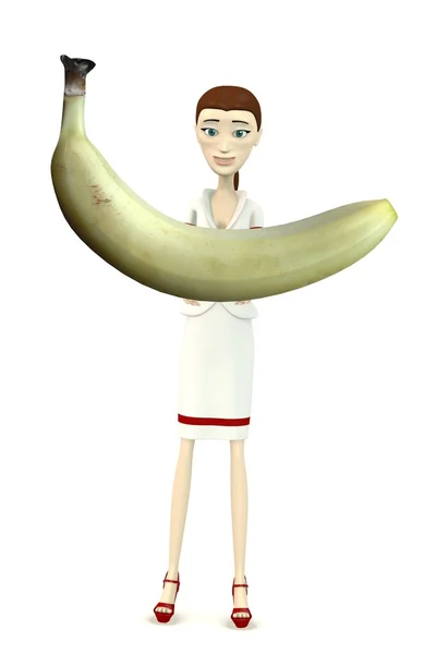3D vykreslení kreslené postavičky s banánem — Stock fotografie