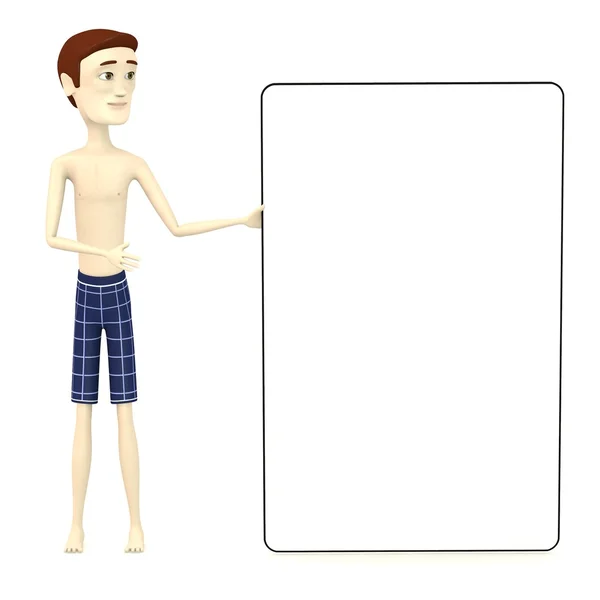 3d render of male swimmer with empty board — Stock Photo, Image
