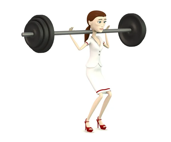 Render of cartoon character with barbell — 图库照片