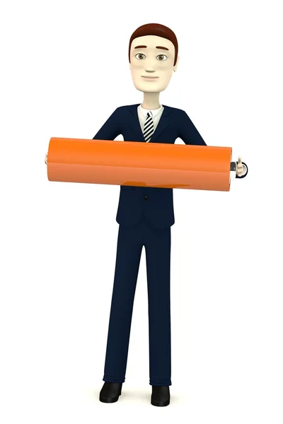 3d render of cartoon character with battery — Stock Photo, Image