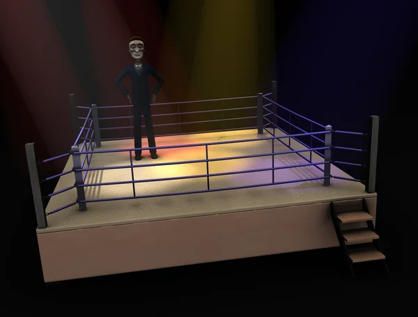 3D render postać z kreskówki - pole (walka) — Zdjęcie stockowe