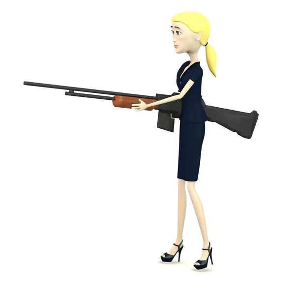Rendering 3d del personaggio dei cartoni animati con pistola — Foto Stock