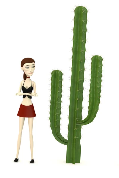 3D renderowania postać z kreskówek z kaktusa — Zdjęcie stockowe