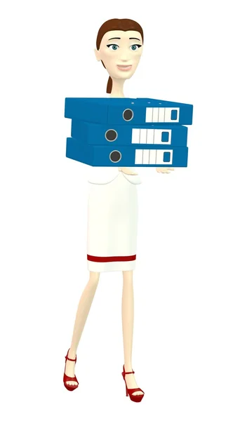 3d render of cartoon character with office files — Stock Photo, Image