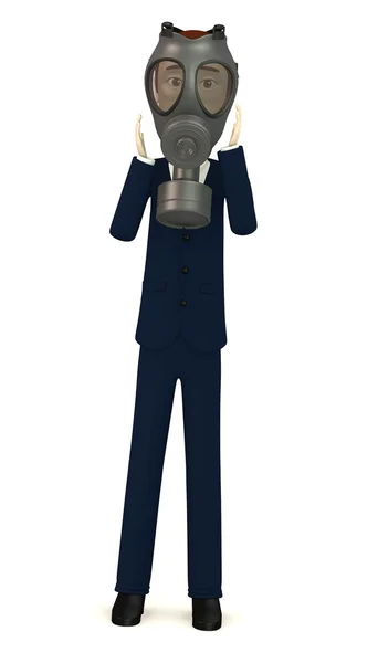 Renderização 3d de personagem de desenho animado com máscara de gás — Fotografia de Stock