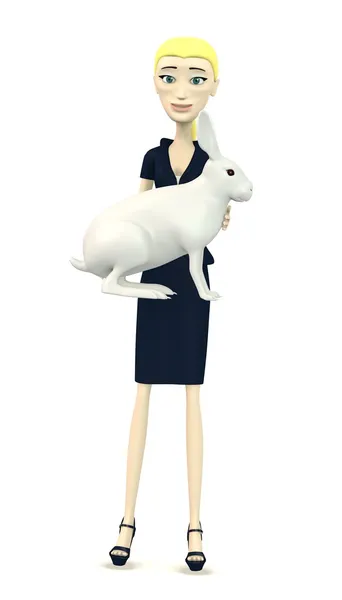 3d renderizado de personaje de dibujos animados con liebre blanca —  Fotos de Stock