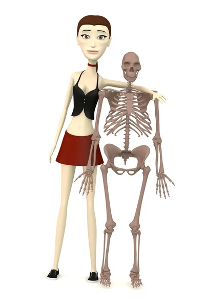 3d renderizado de personaje de dibujos animados con esqueleto de homo erectus — Foto de Stock