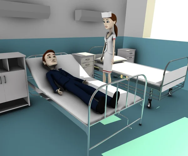 3d renderização de personagem de desenho animado no hospital — Fotografia de Stock