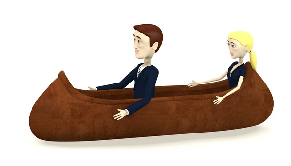 3d render of cartoon character in indian canoe — Stock Photo, Image