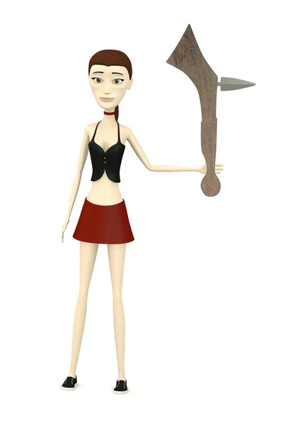 3d render of cartoon character with indian weapon — Stock Photo, Image