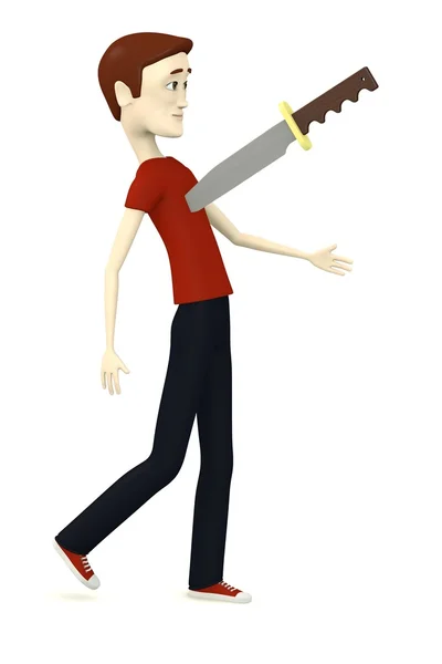 3d render of cartoon character with a knife — Stock Photo, Image