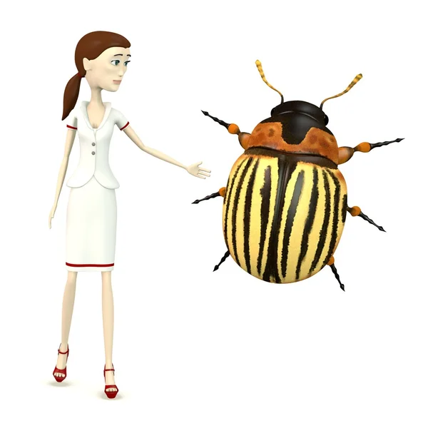 漫画のキャラクターのジャガイモ甲虫と 3 d のレンダリング — ストック写真