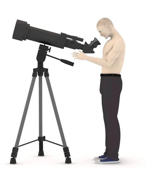 Monocular with cartoon character — Stock Photo, Image