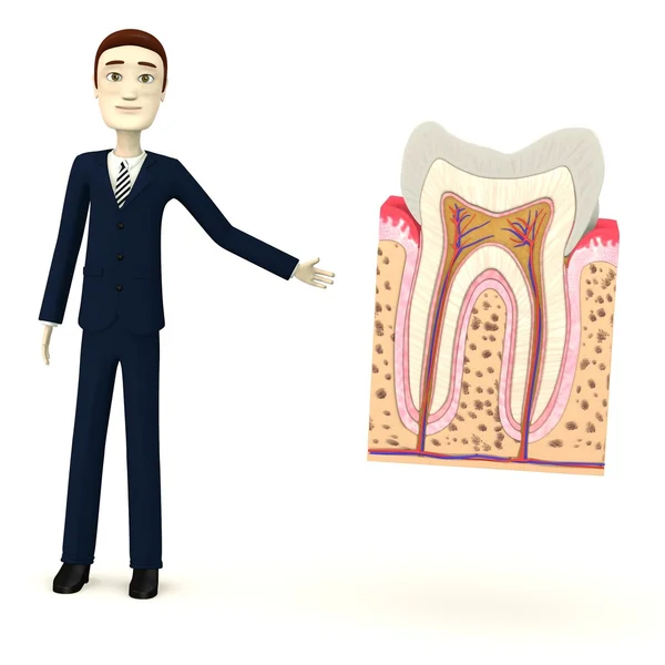 Darstellung einer Cartoon-Figur mit Zahnschnitt — Stockfoto