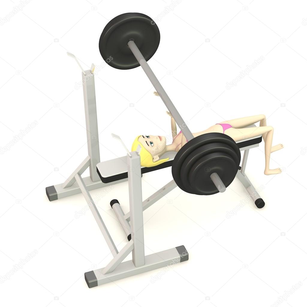Images Bench Press Cartoon 3d Render Of Cartoon Character With