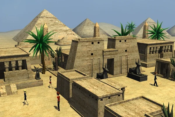 3D визуализация персонажей мультфильмов на Египет города — стоковое фото