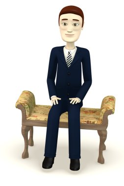 çizgi film karakteri eski Divan 3D render