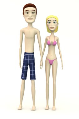 çizgi film karakterleri el ele tutuşarak 3D render