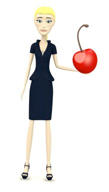 çizgi film karakteri kiraz ile 3D render